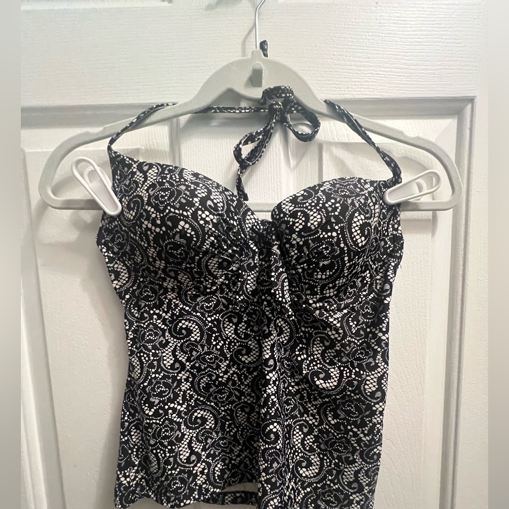BONGO Black and White Bustier Tie Front swim Camisole
